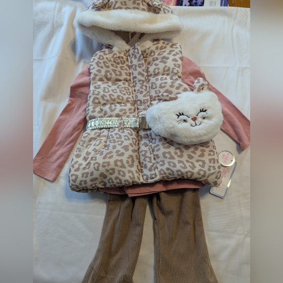 Little Lass 4 Piece Faux Fur Set Size 24 Months BNWT - Picture 3 of 10